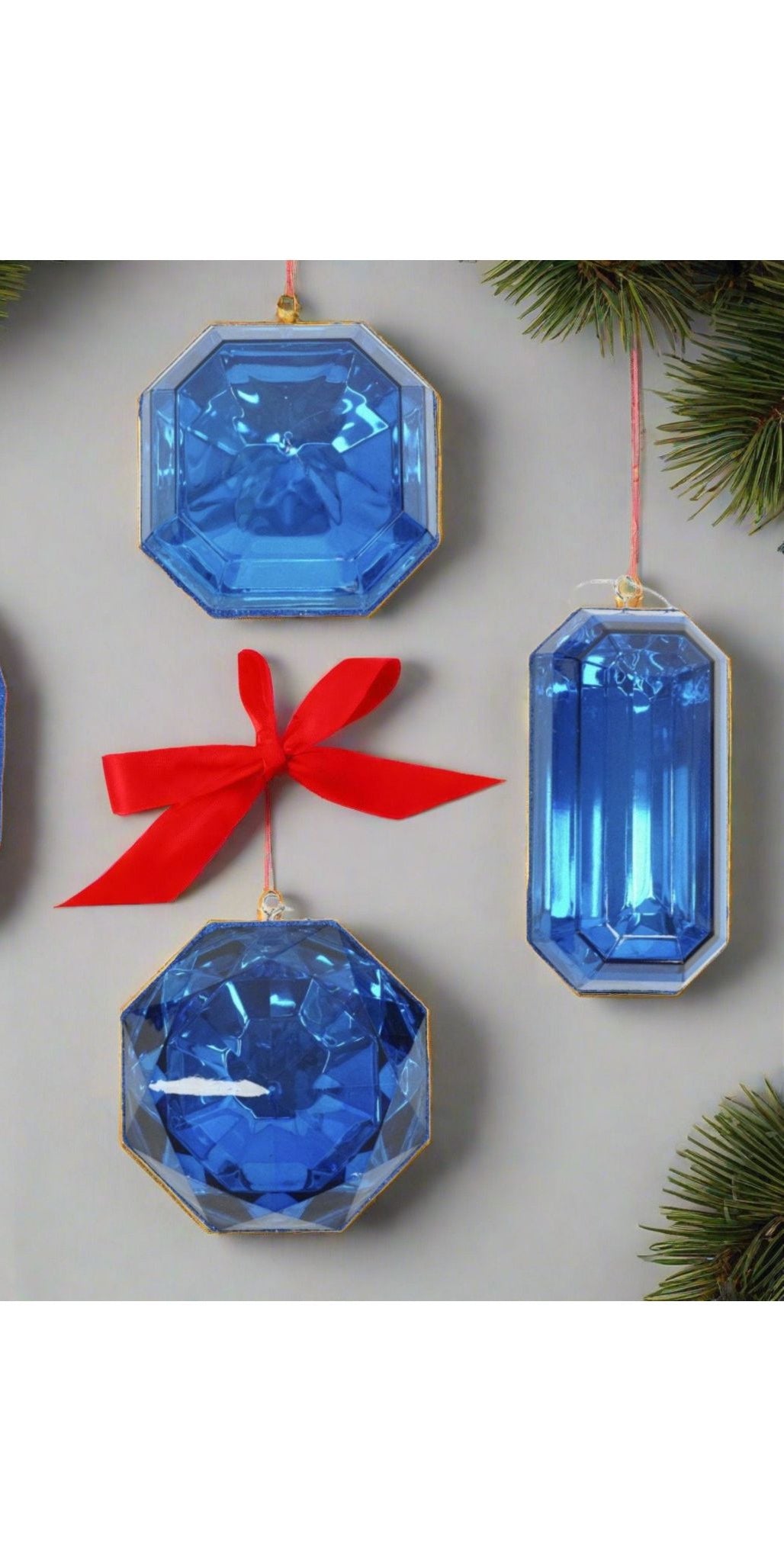 Acrylic Jewel Assortment Ornament: Blue (Set 4) - Michelle's aDOORable Creations - Holiday Ornaments