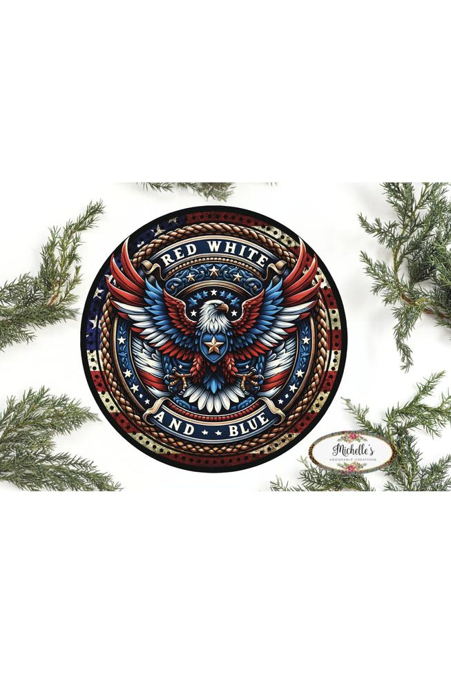 American Eagle Red White Blue Round Sign - Michelle's aDOORable Creations - Signature Signs