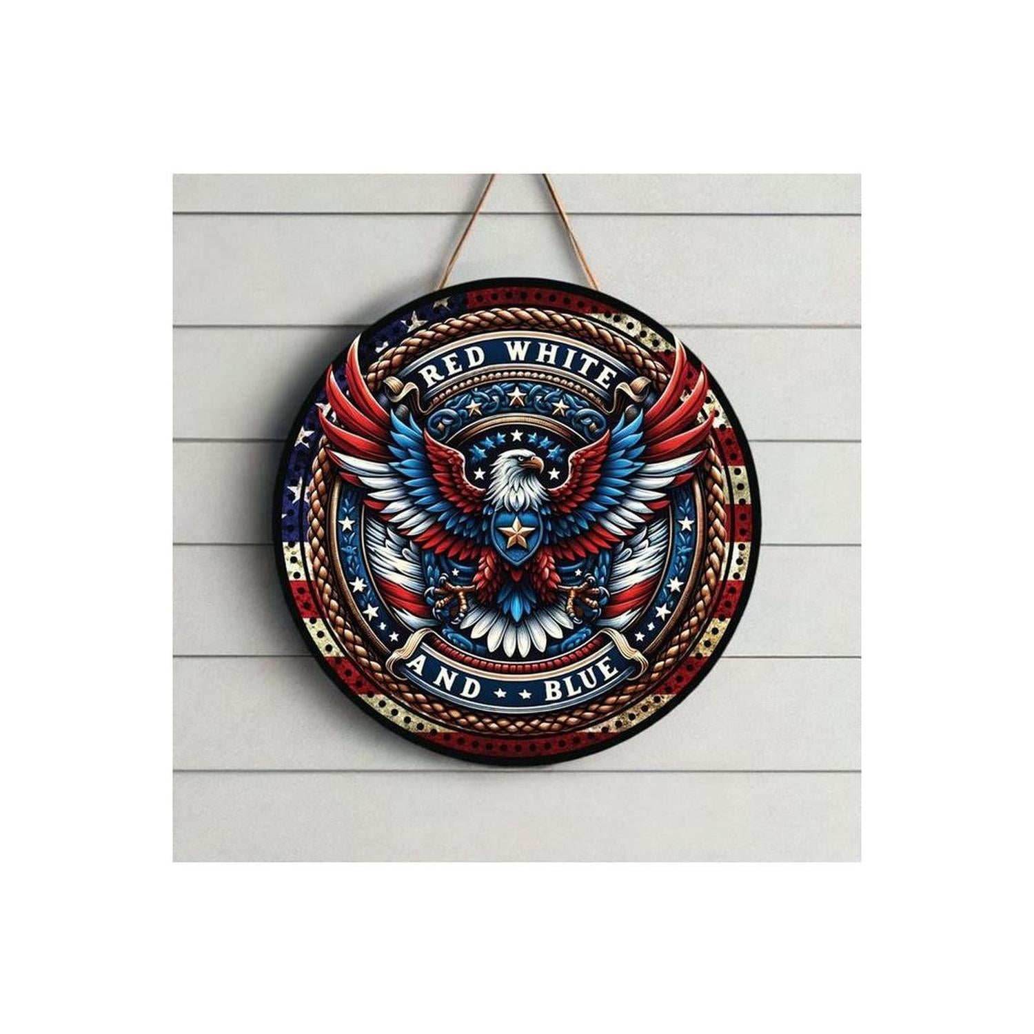 American Eagle Red White Blue Round Sign