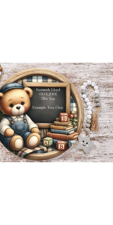 Baby Boy Bear Announcement Round Sign - Michelle's aDOORable Creations - Signature Signs