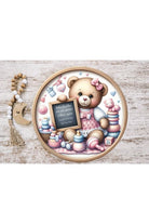 Baby Girl Bear Announcement Round Sign - Michelle's aDOORable Creations - Signature Signs