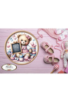 Shop For Baby Girl Bear Announcement Round Sign at Michelle's aDOORable Creations