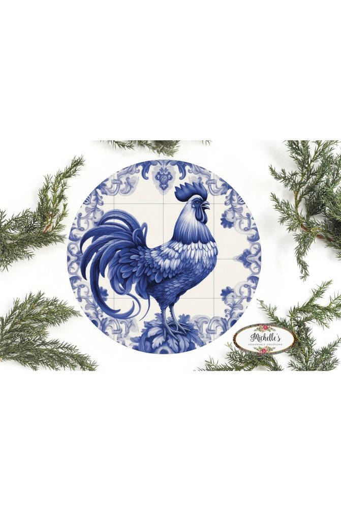 Shop For Blue Azulejo Rooster Round Sign