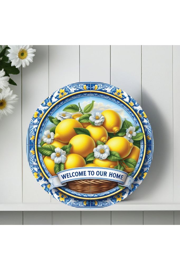 Blue Welcome To Our Home Lemon Round Sign - Michelle's aDOORable Creations - Signature Signs