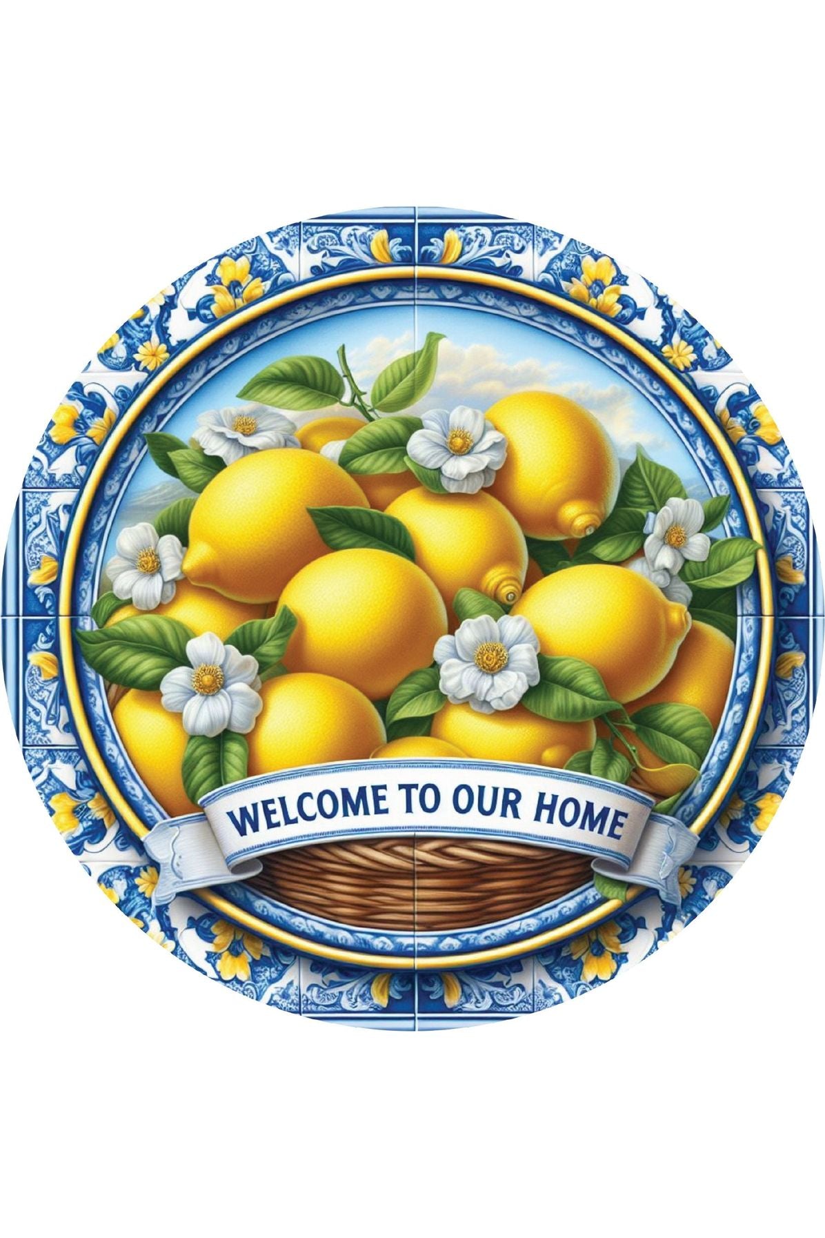 Shop For Blue Welcome To Our Home Lemon Round Sign at Michelle's aDOORable Creations