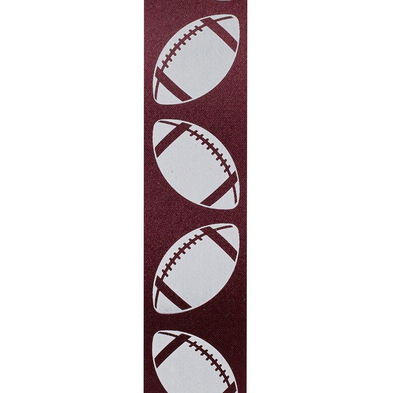 1 3/8 in Homecoming Football Ribbon: Burgundy/White (25 Yards)