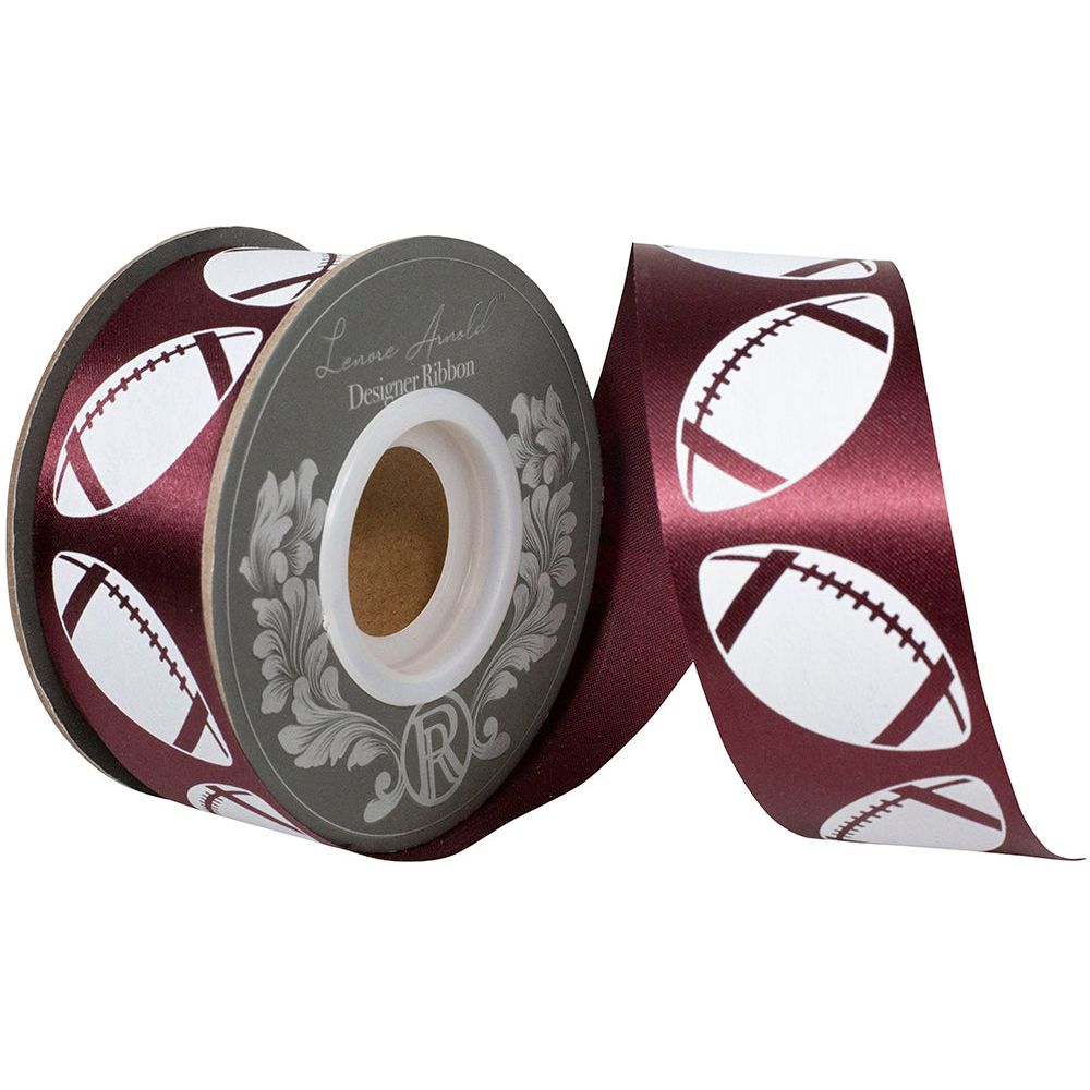 Shop For 1 3/8 in Homecoming Football Ribbon: Burgundy/White (25 Yards)