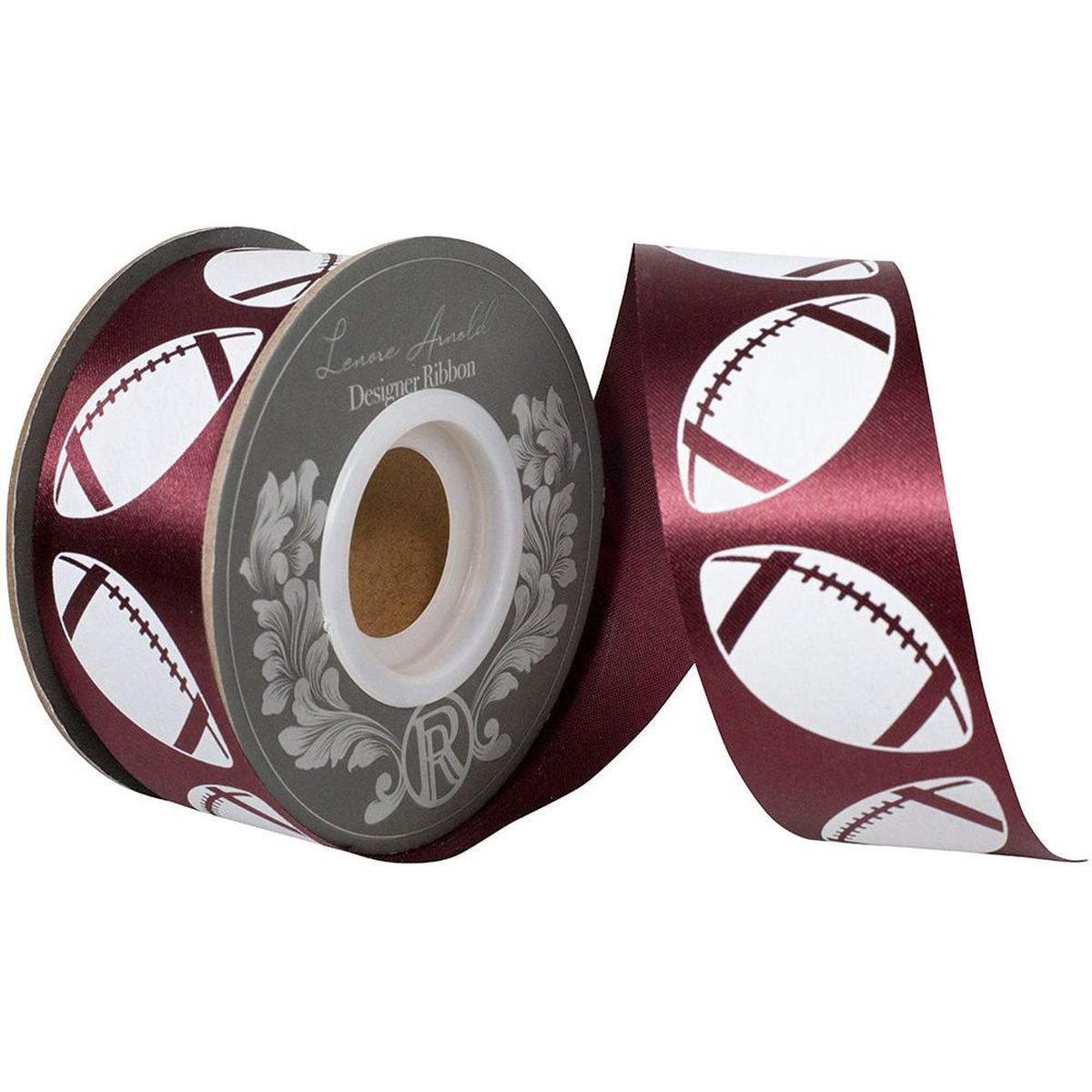 Shop For 1 3/8 in Homecoming Football Ribbon: Burgundy/White (25 Yards)