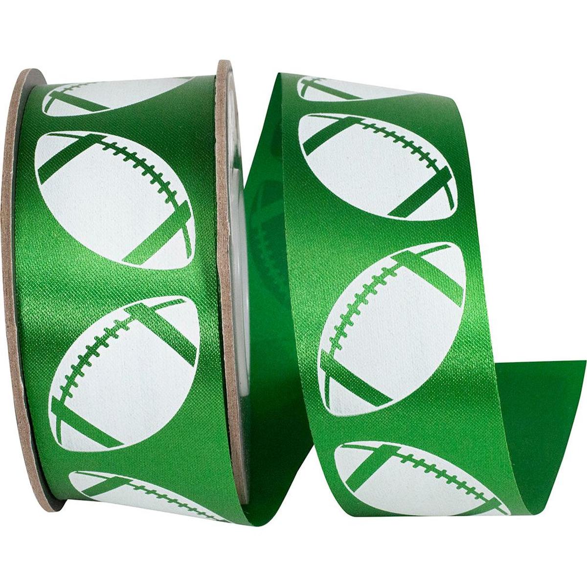 Shop For 1 3/8 in Homecoming Football Ribbon: Emerald/White (25 Yards)