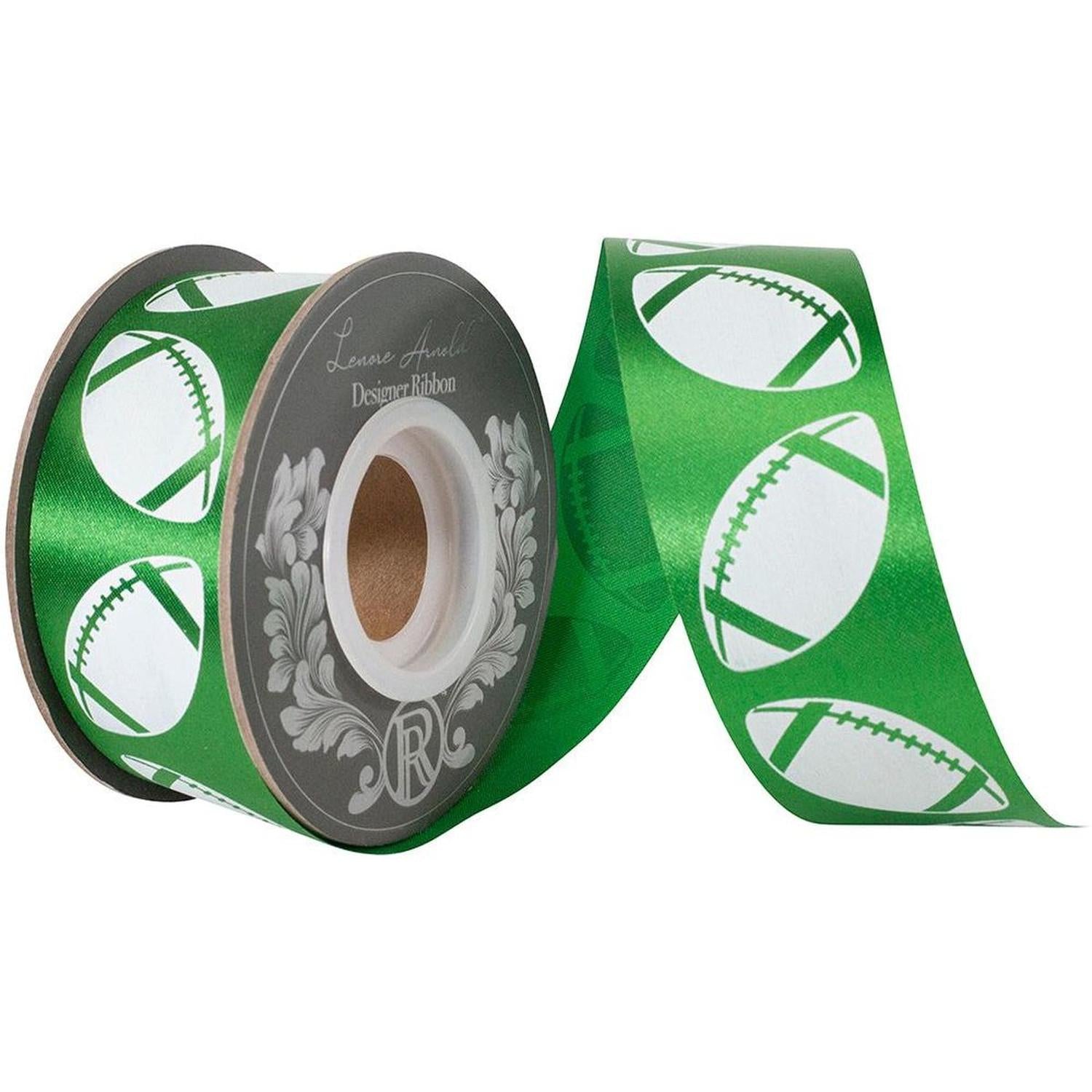 Shop For 1 3/8 in Homecoming Football Ribbon: Emerald/White (25 Yards)