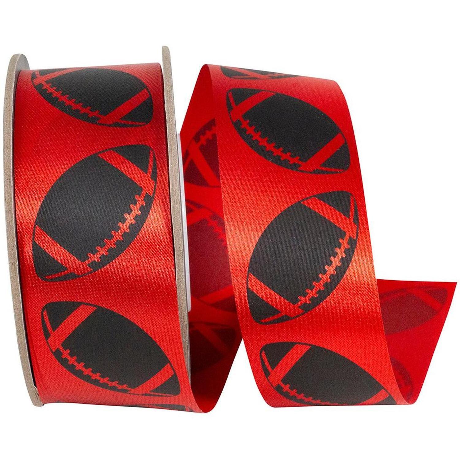 1 3/8 in Homecoming Football Ribbon: Red/Black (25 Yards)
