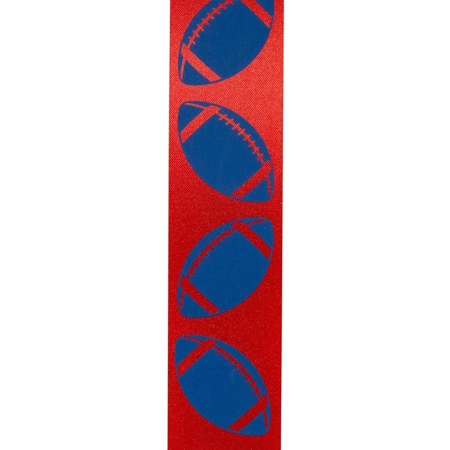 1 3/8 in Homecoming Football Ribbon: Red/Royal (25 Yards)