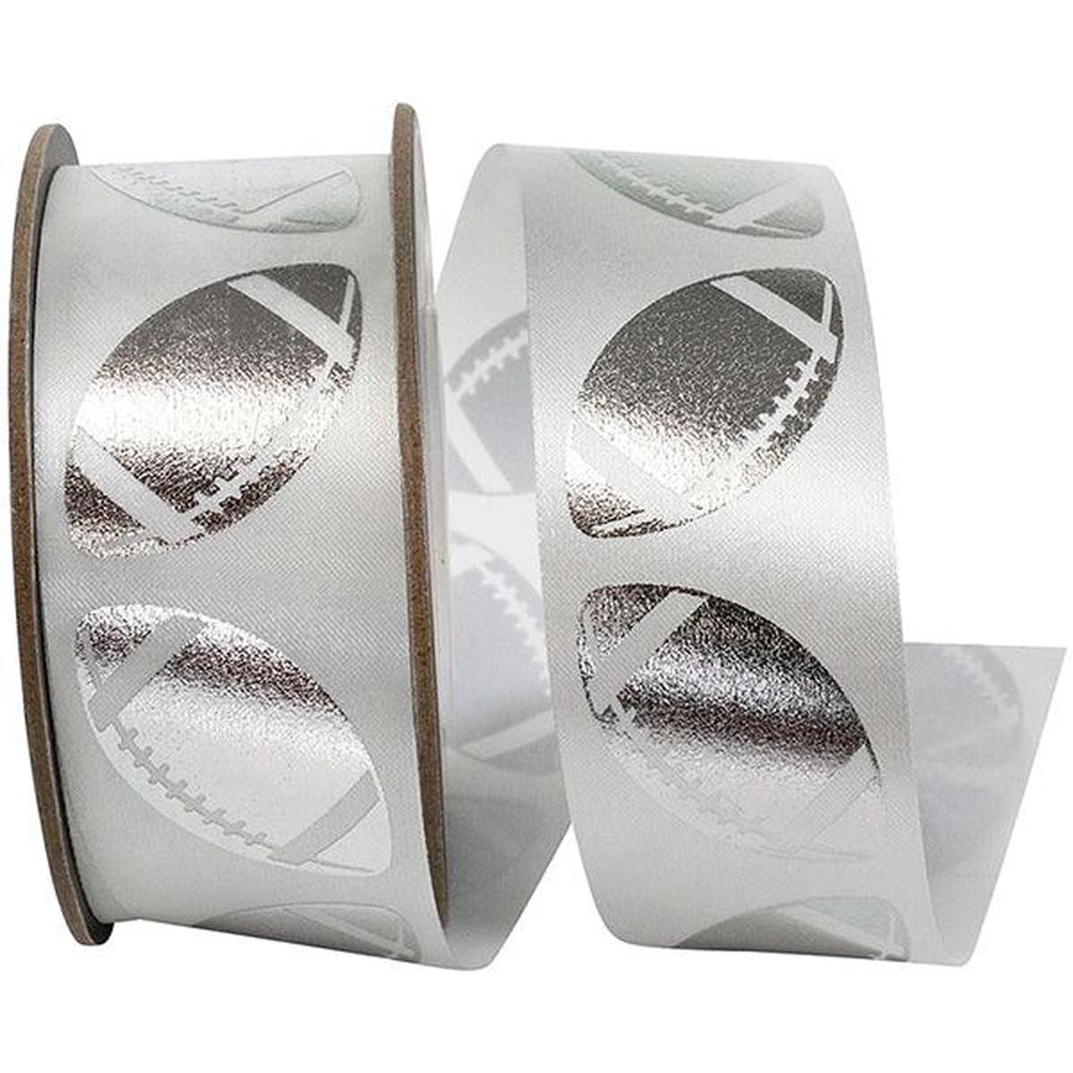Shop For 1 3/8 in Homecoming Football Ribbon: White/Silver (25 Yards)