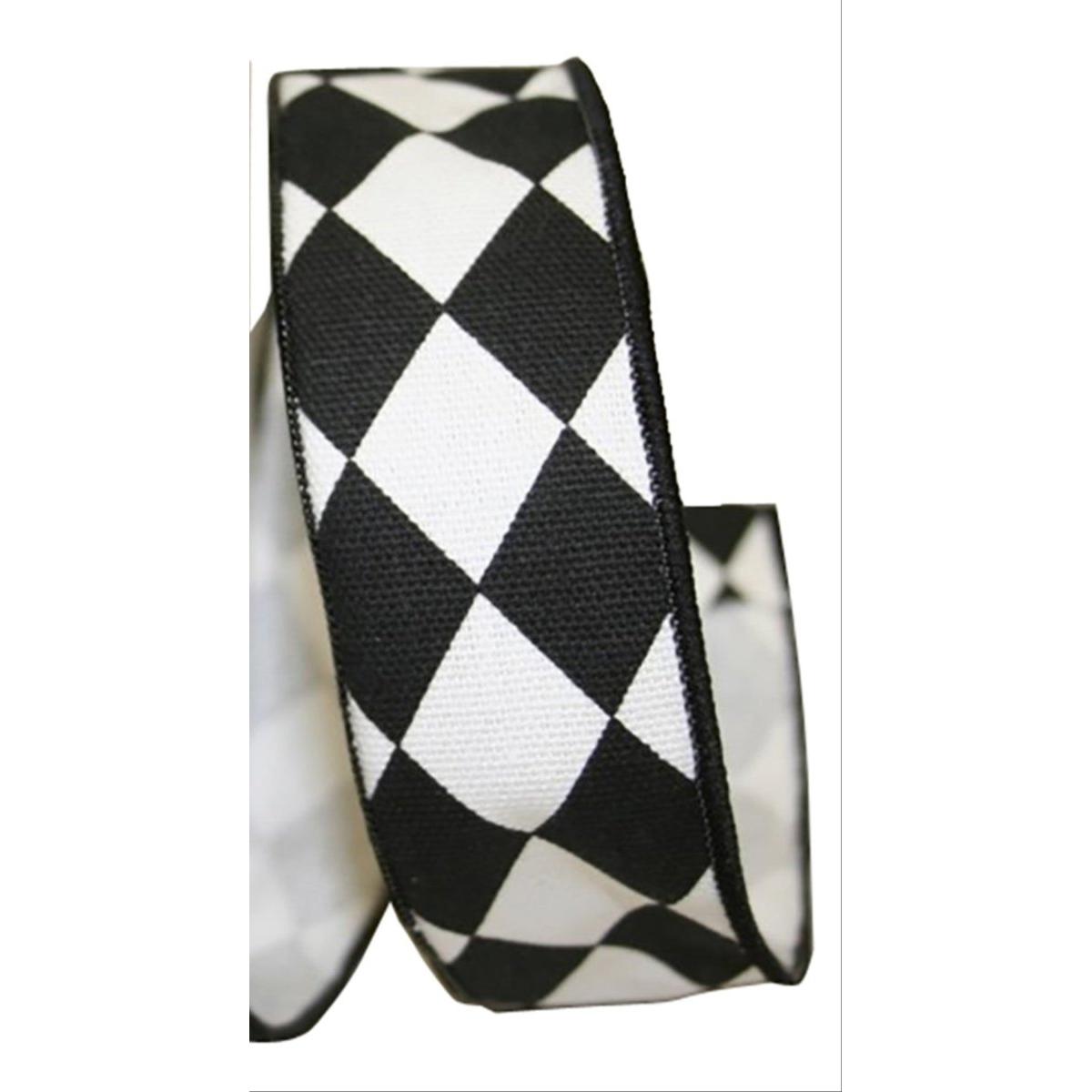 Shop For 1 3/8in Diamond Classic Ribbon: Black/White (10 Yards)