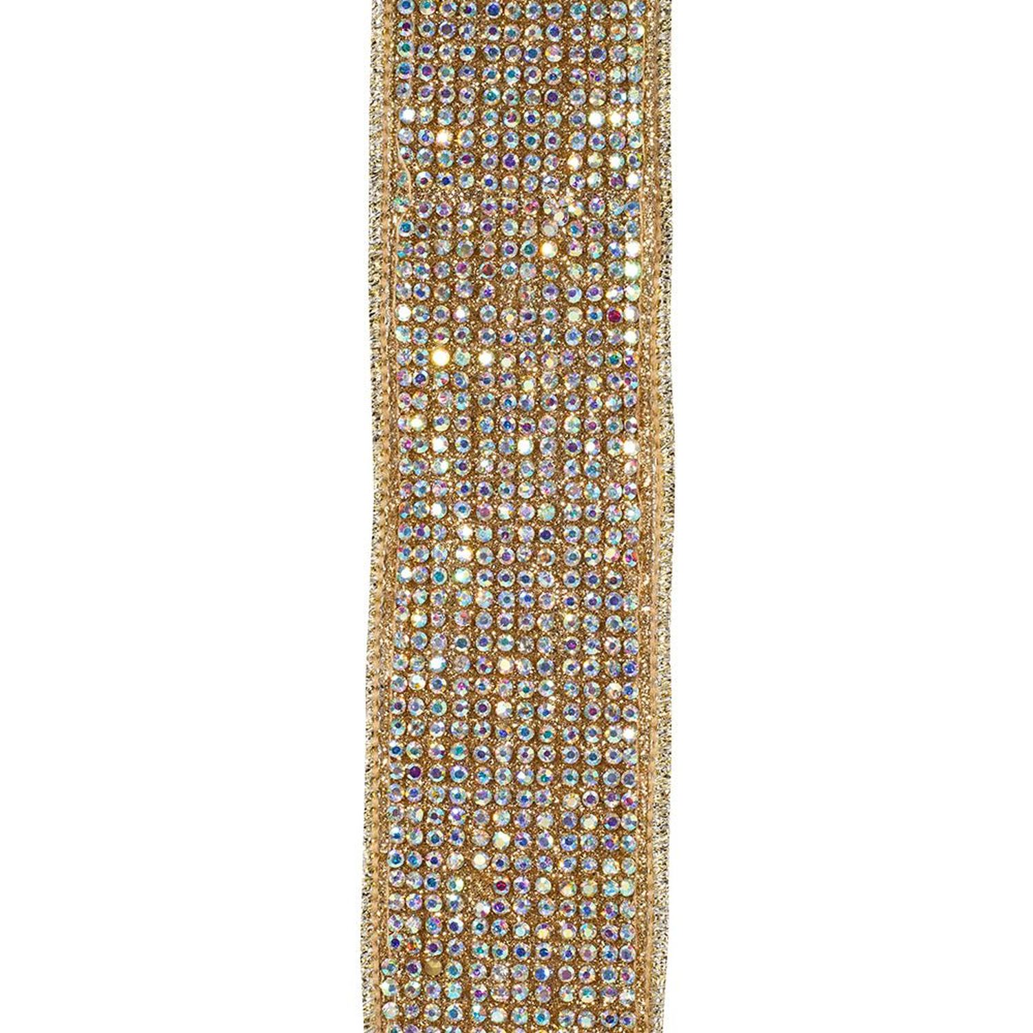 Shop For 1 3/8in Jeweled Disco Metallic Ribbon: Champagne (5 Yards)