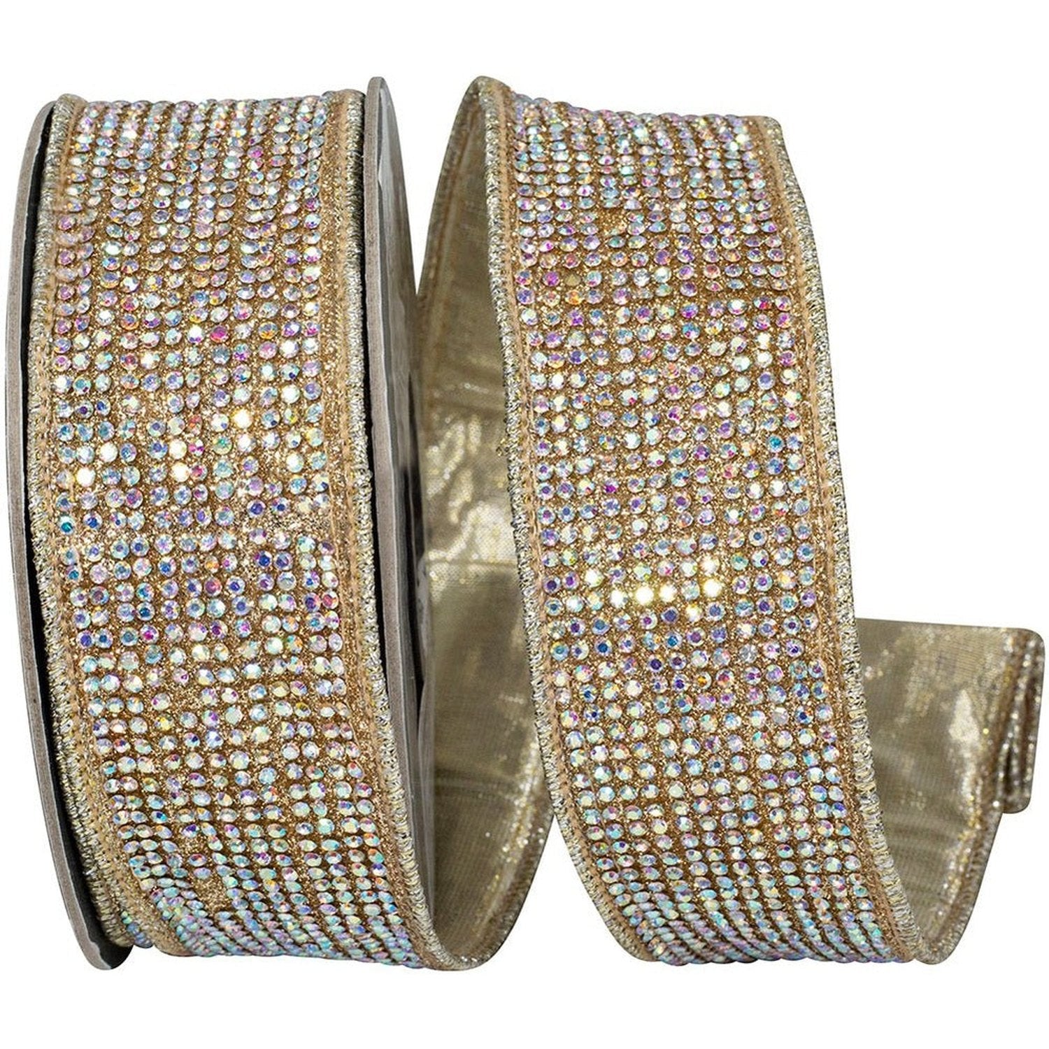Shop For 1 3/8in Jeweled Disco Metallic Ribbon: Champagne (5 Yards)