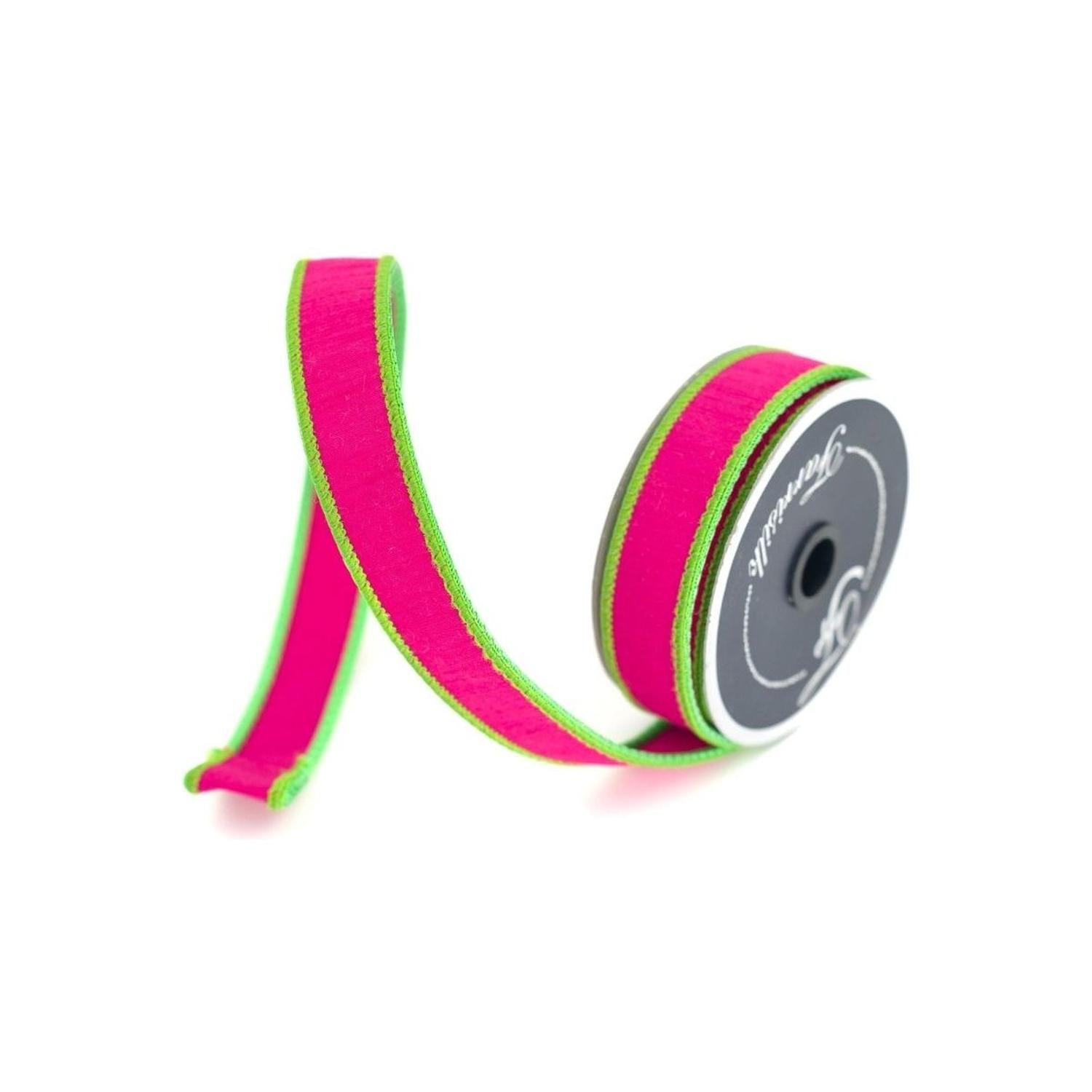 1" Accent Cord Ribbon: Hot Pink/Lime (10 Yards)