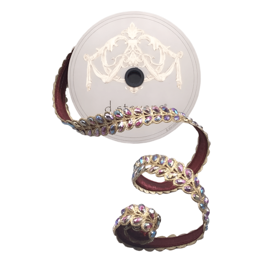 Shop For 1" Jewel Aurora Leaves Ribbon: Burgundy (5 Yards)