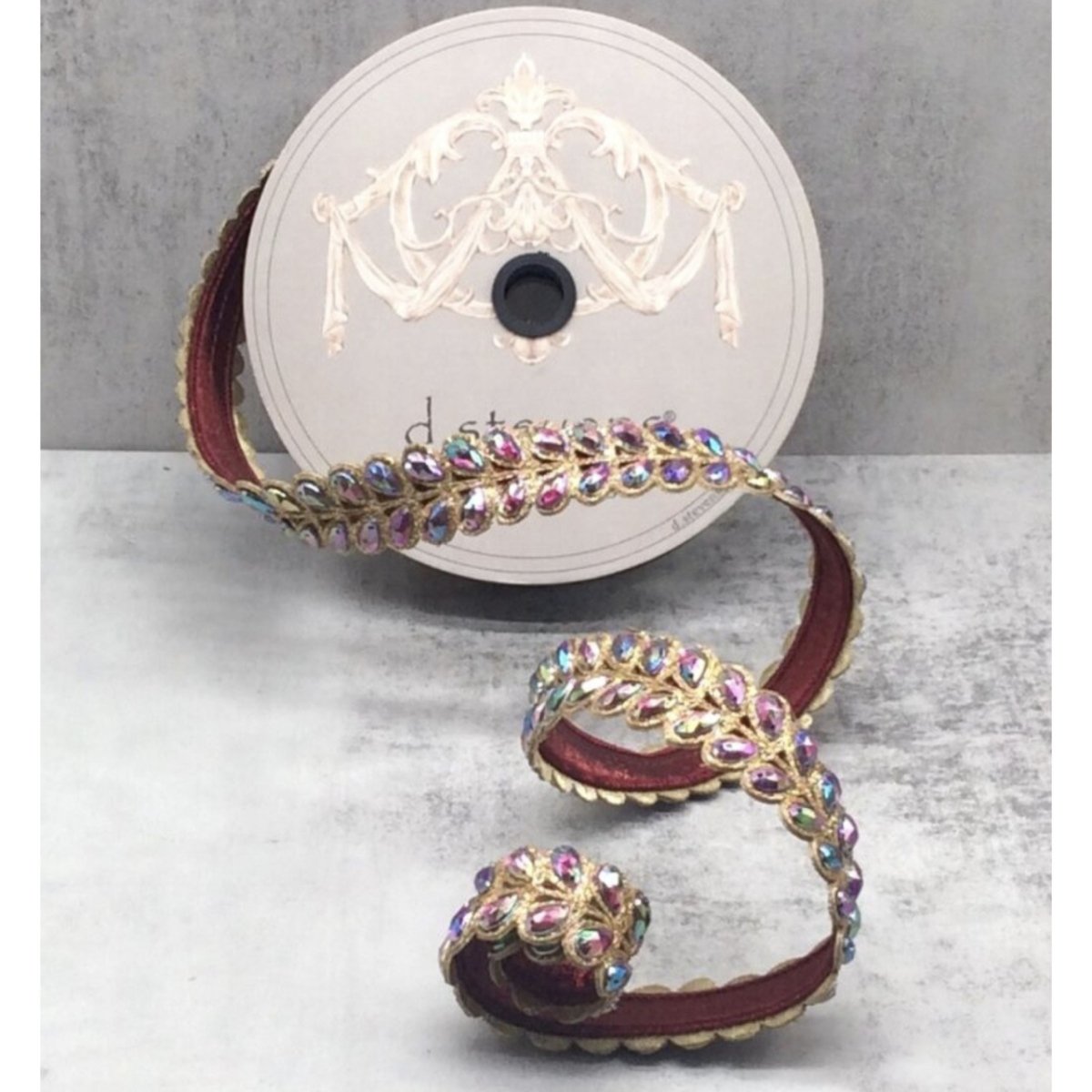 Shop For 1" Jewel Aurora Leaves Ribbon: Burgundy (5 Yards)