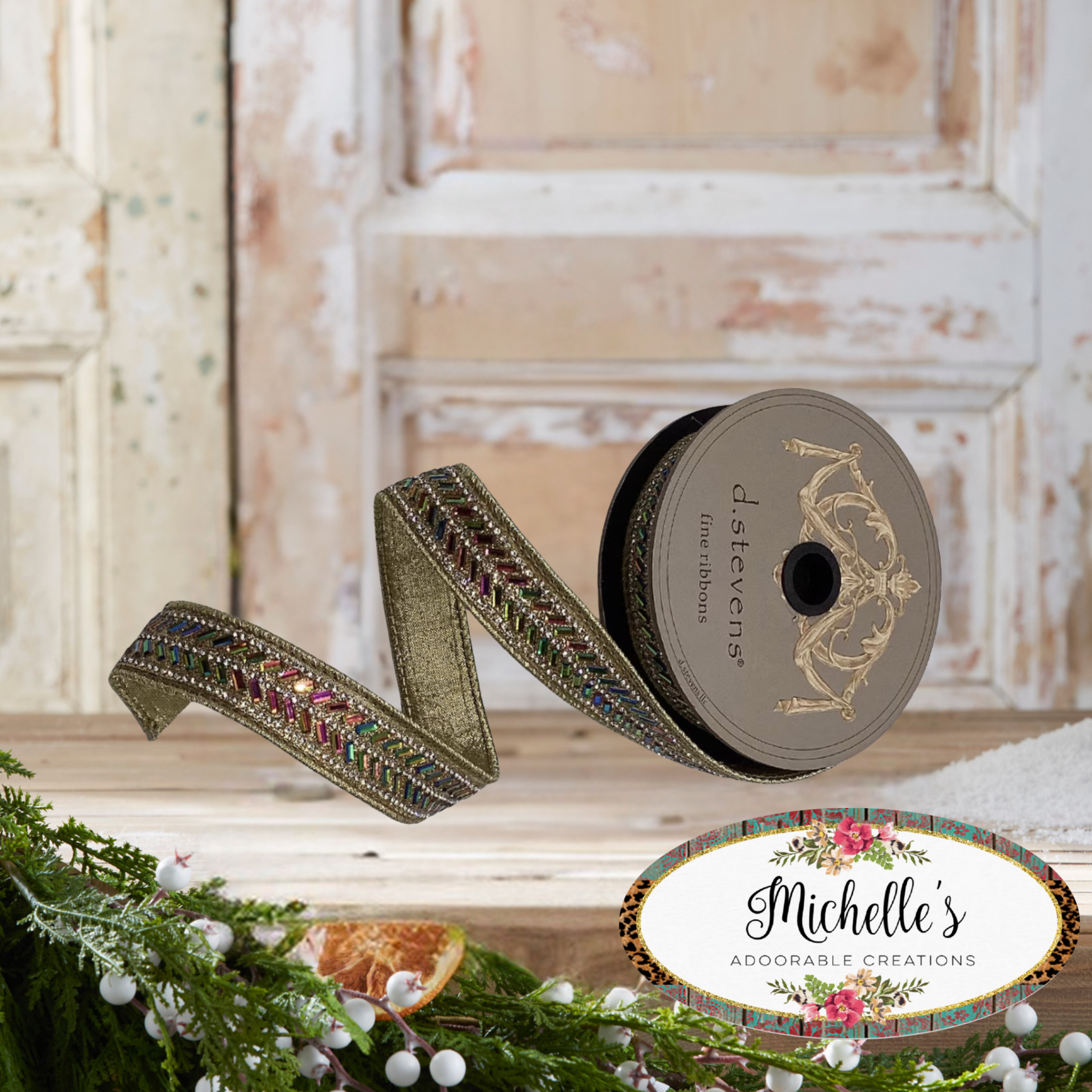 Shop For 1" Metallic Dupion Herringbone Jewel Ribbon: Gold (5 Yards)