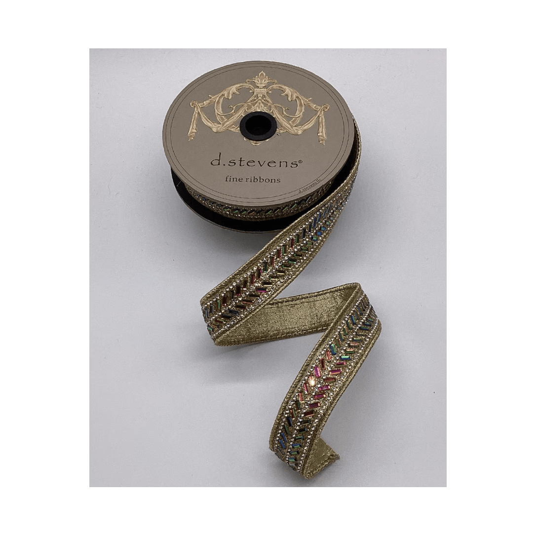 Shop For 1" Metallic Dupion Herringbone Jewel Ribbon: Gold (5 Yards)