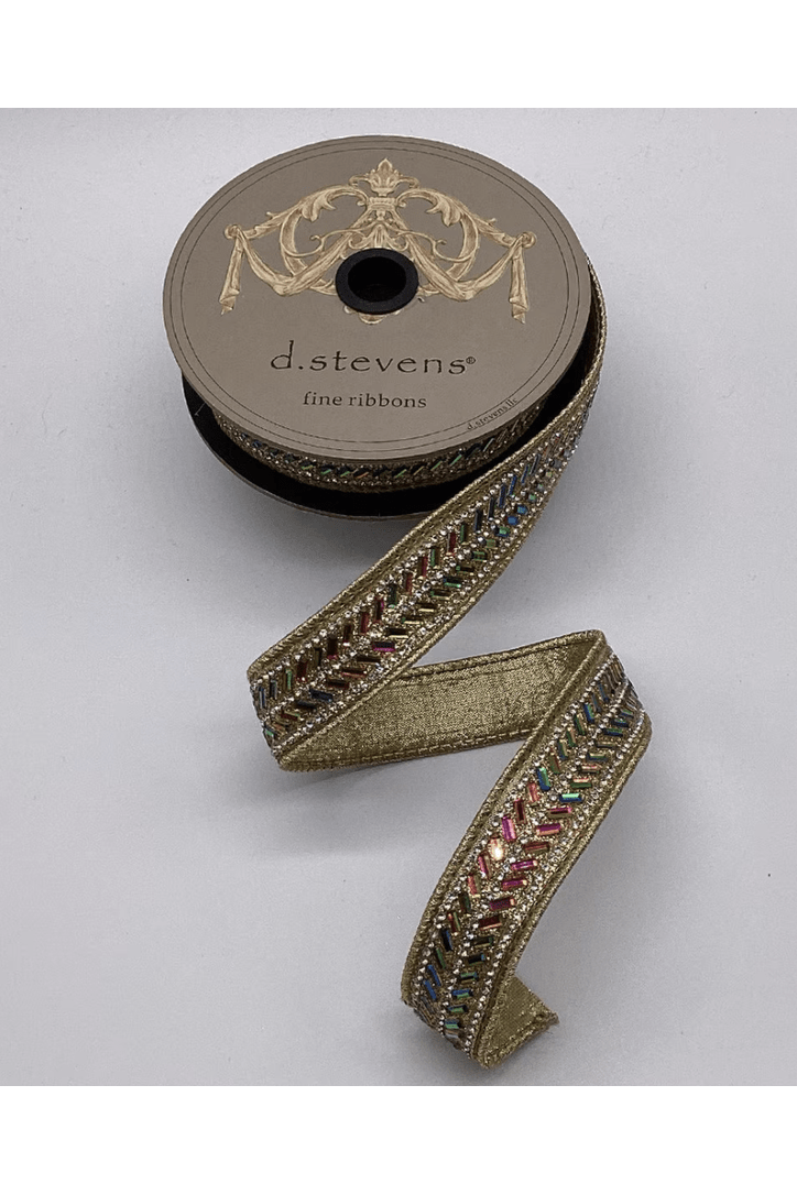 Shop For 1" Metallic Dupion Herringbone Jewel Ribbon: Gold (5 Yards)