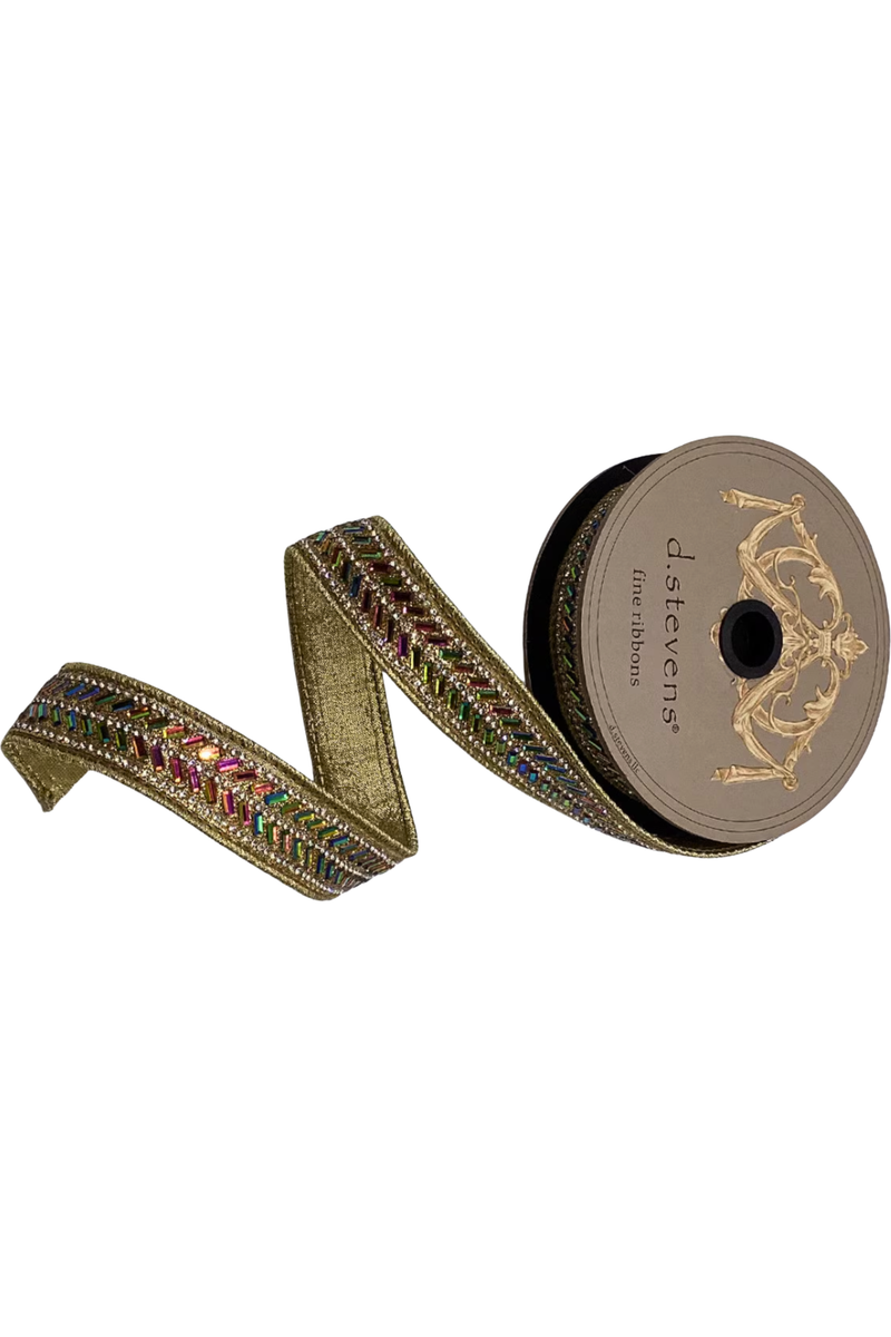 Shop For 1" Metallic Dupion Herringbone Jewel Ribbon: Gold (5 Yards)