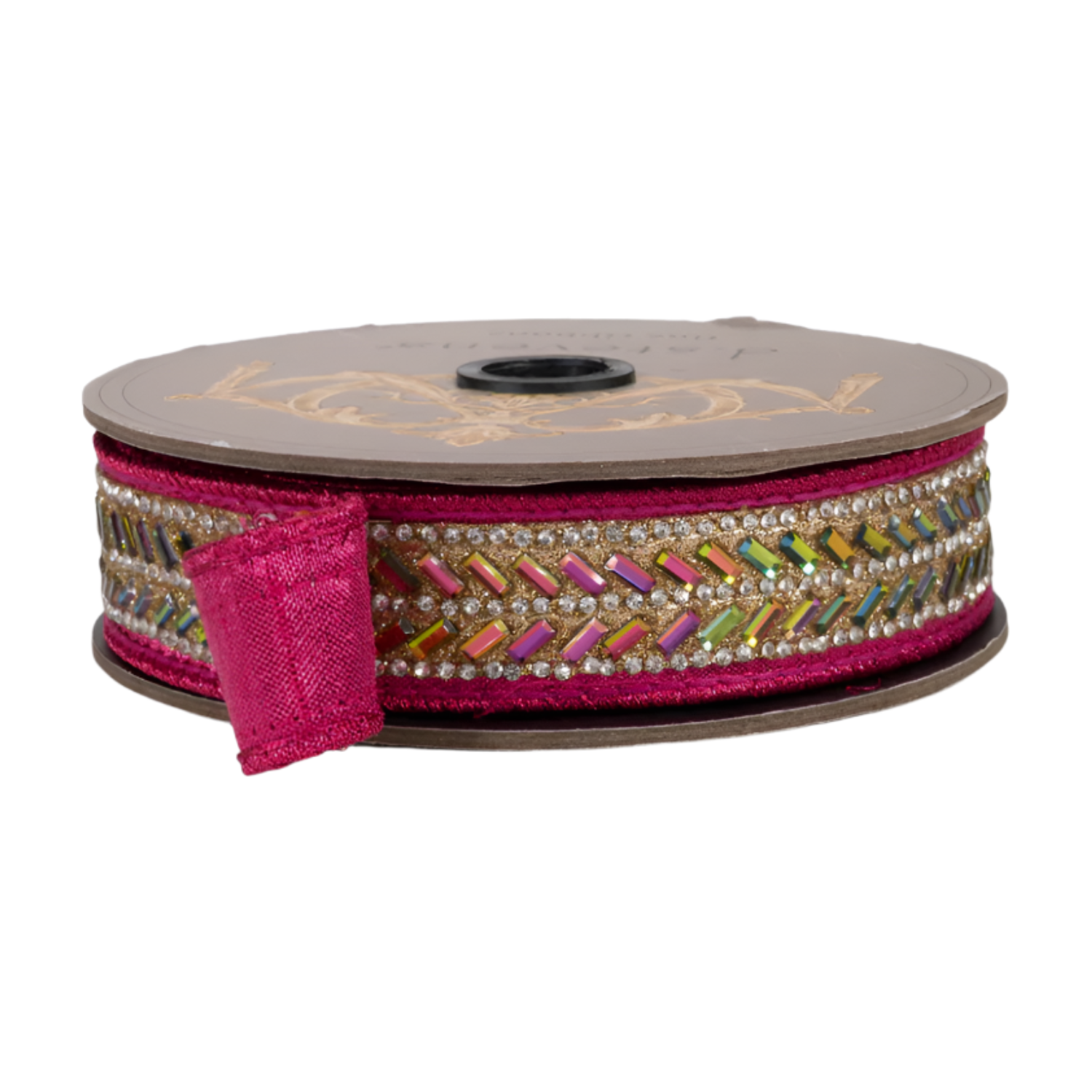 Shop For 1" Metallic Dupion Herringbone Jewel Ribbon: Pink (5 Yards)