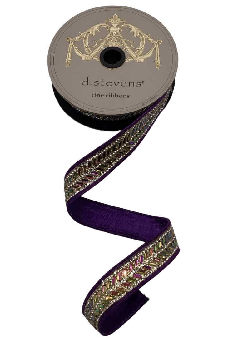 Shop For 1" Metallic Dupion Herringbone Jewel Ribbon: Purple (5 Yards)