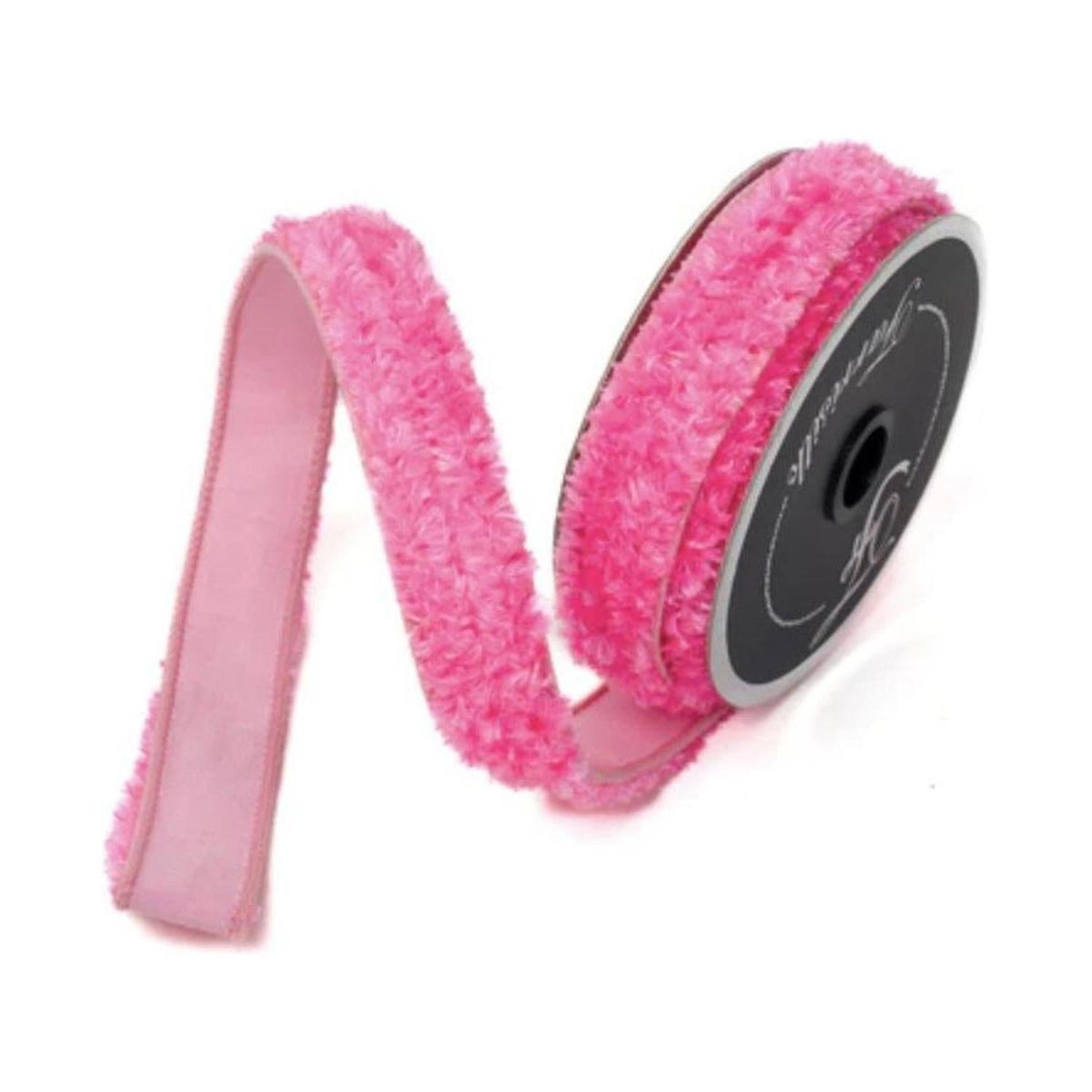 1" Plush Chenille Ribbon: Pink (10 Yards)