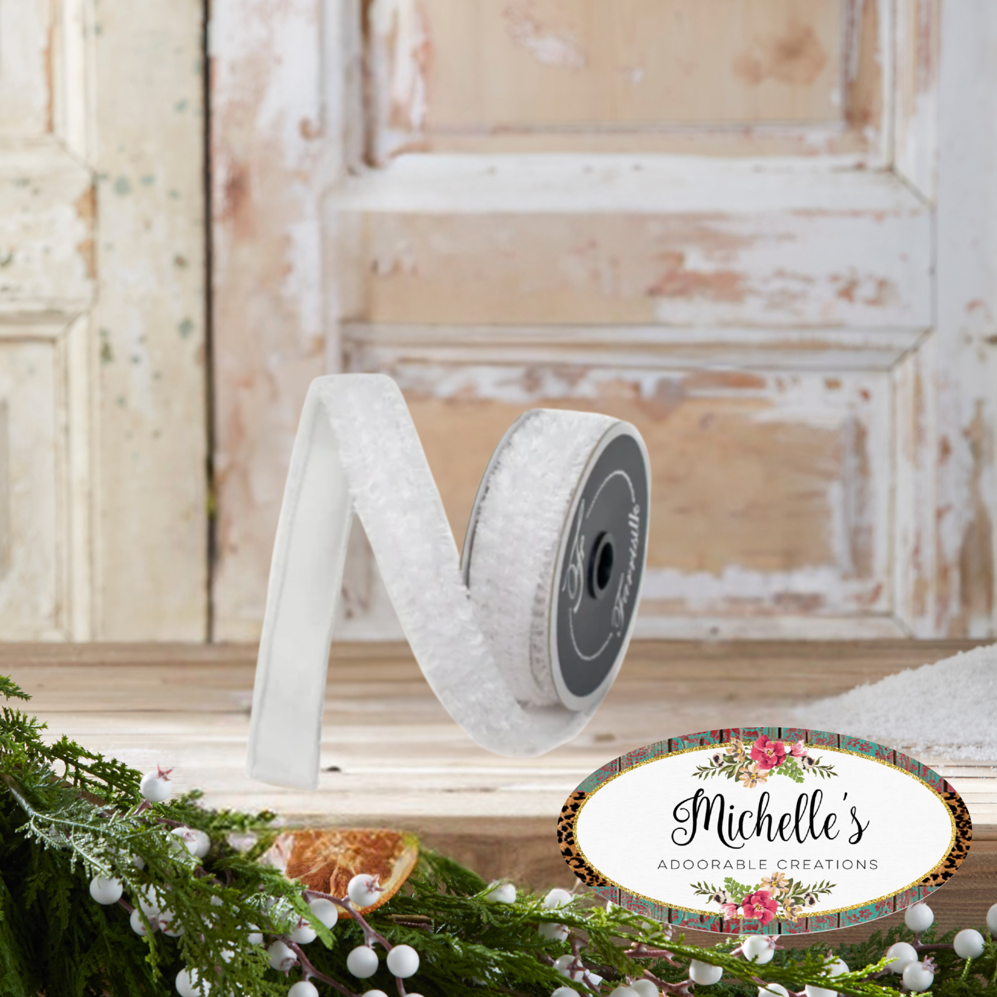 Shop For 1" Plush Chenille Ribbon: White (10 Yards)
