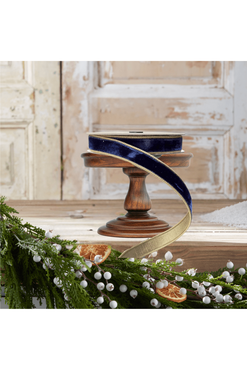 Shop For 1" Two Tone Velvet Ribbon: Navy/Gold (10 Yards)