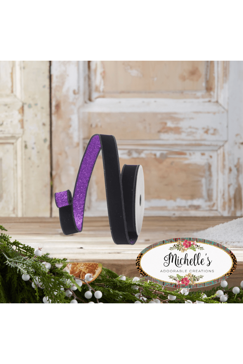 Shop For 1" Velvet Fusion Ribbon: Black/Purple (10 Yards)
