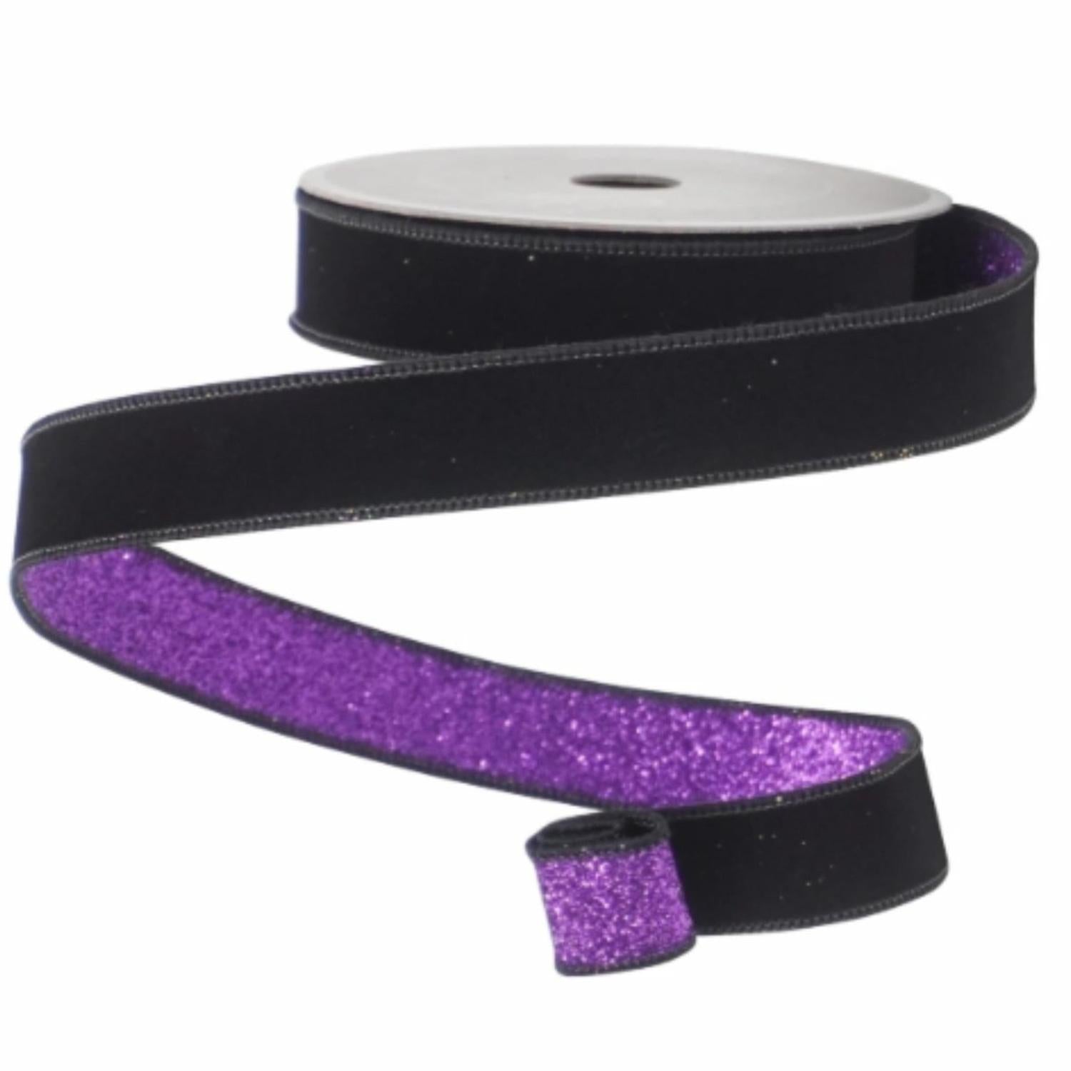 Shop For 1" Velvet Fusion Ribbon: Black/Purple (10 Yards)