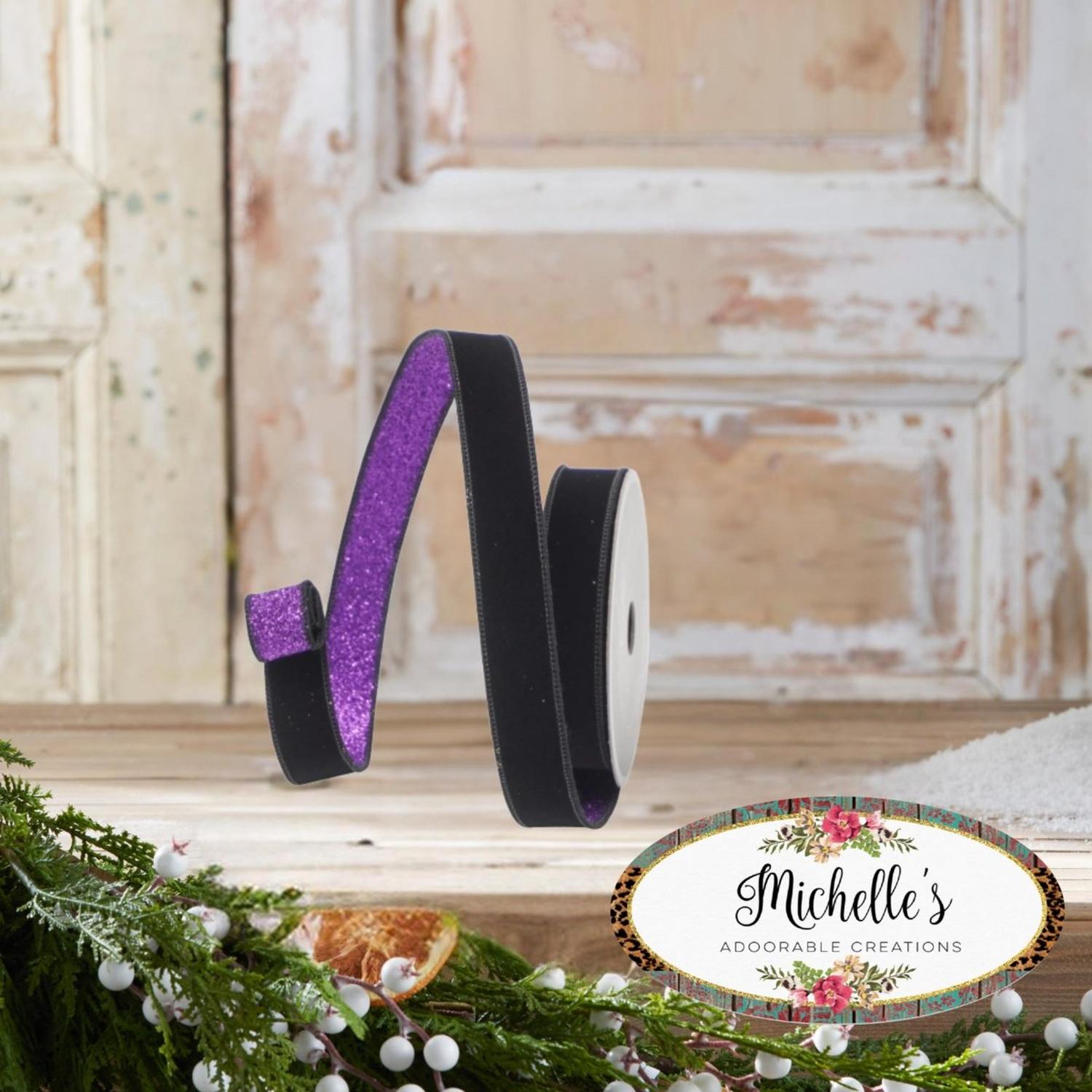 Shop For 1" Velvet Fusion Ribbon: Black/Purple (10 Yards)