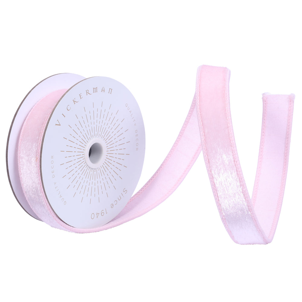 Shop For 1" Velvet Luster Wired Ribbon: Light Pink (10 Yards)