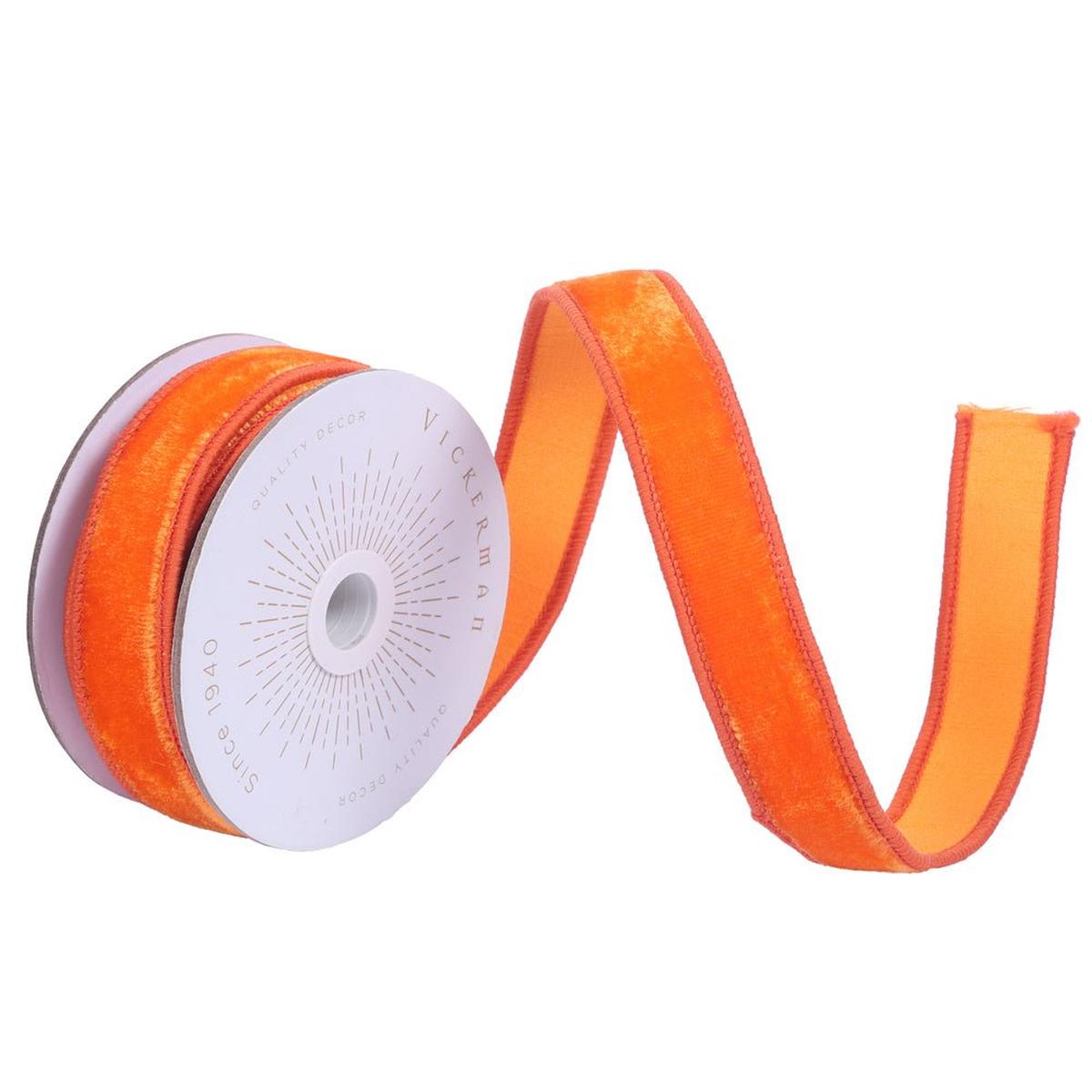 Shop For 1" Velvet Luster Wired Ribbon: Orange (10 Yards)