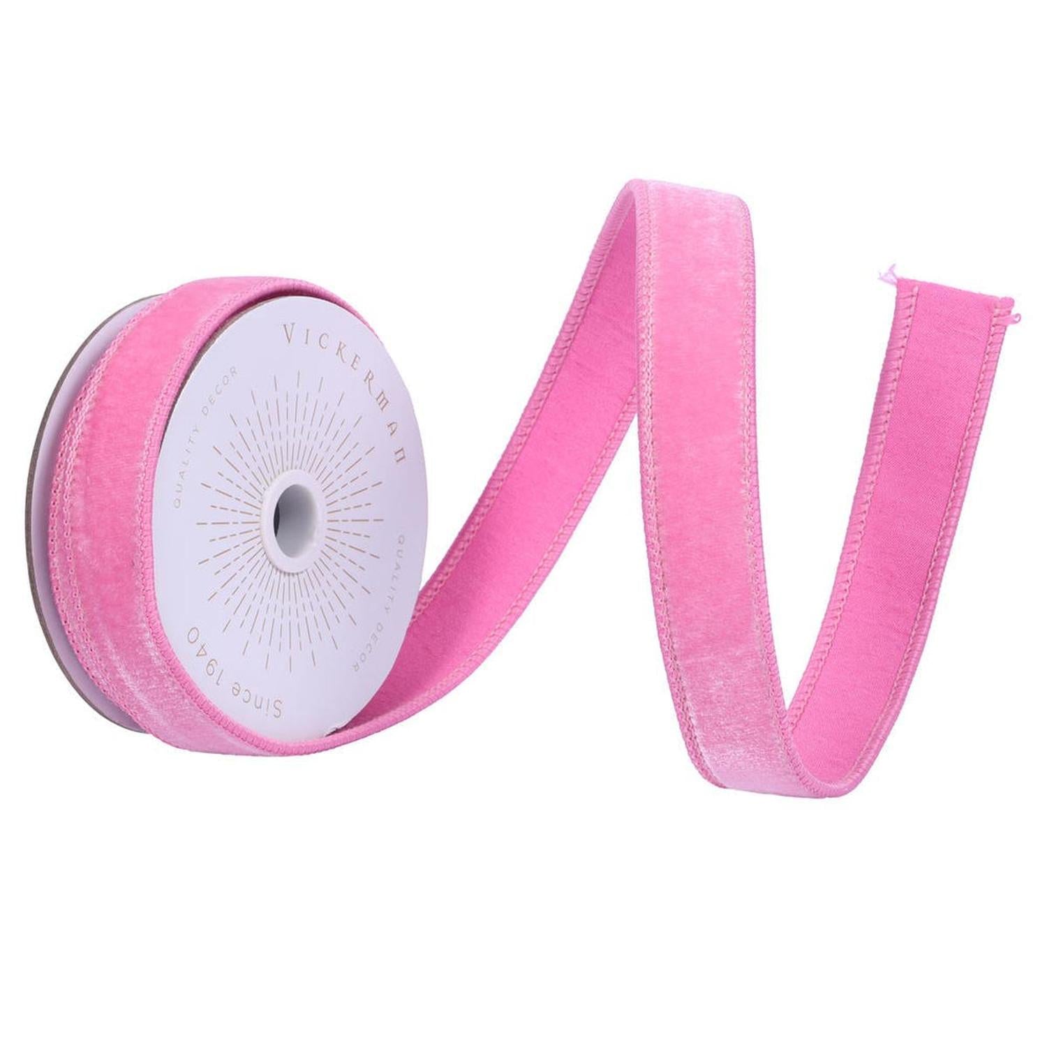 Shop For 1" Velvet Luster Wired Ribbon: Pink (10 Yards)