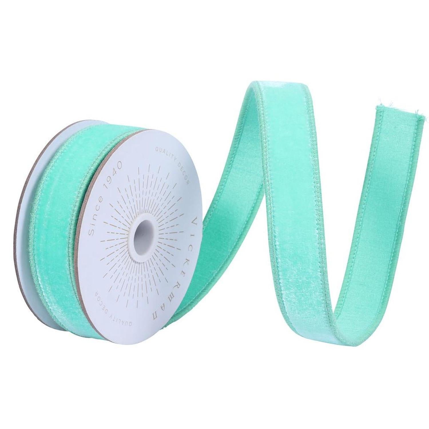 Shop For 1" Velvet Luster Wired Ribbon: Sea Foam (10 Yards)