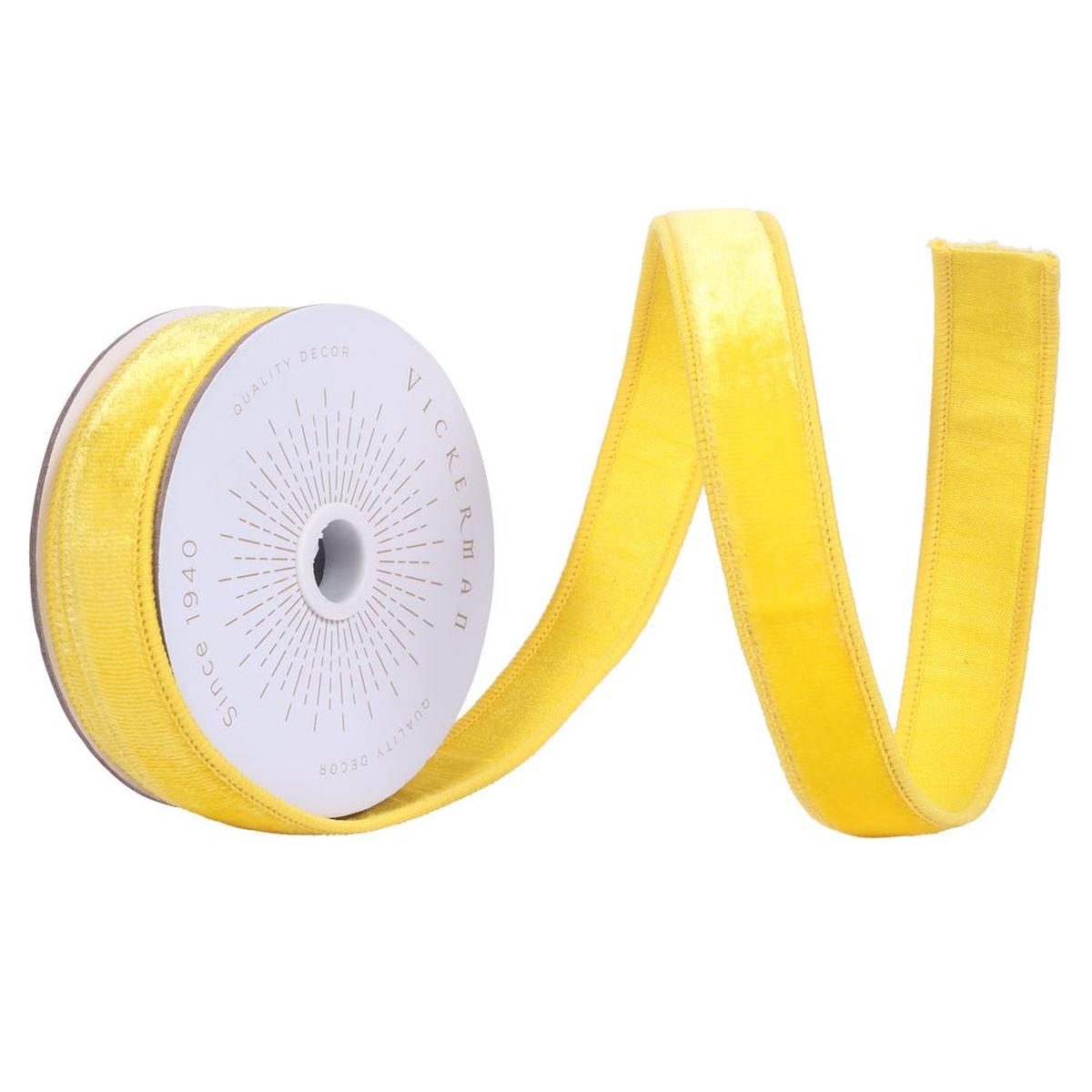Shop For 1" Velvet Luster Wired Ribbon: Yellow (10 Yards)