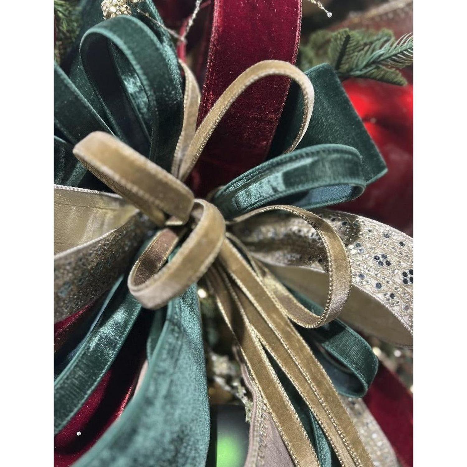 1" Velvet Ribbon: Dark Pine (10 Yards)