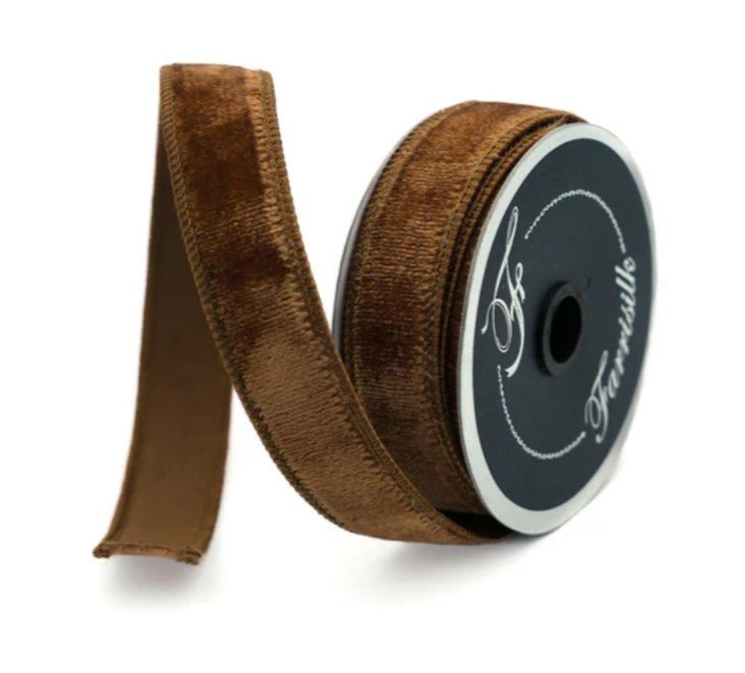 1" Velvet Ribbon: Pecan (10 Yards)