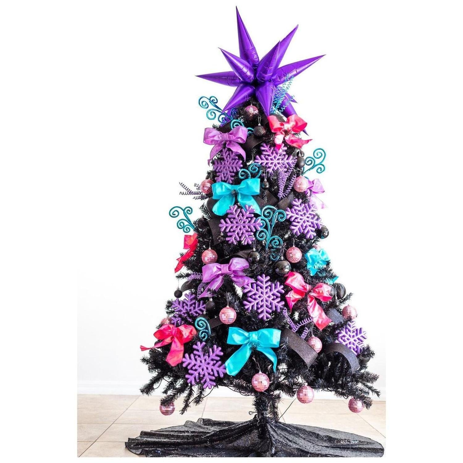 10’ Black Artificial Christmas Tree with 950 Clear LED Lights and 3056 Tips