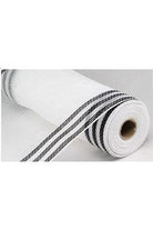 Shop For 10" Border Stripe Faux Jute Mesh Ribbon: White/Black (10 Yards) at Michelle's aDOORable Creations