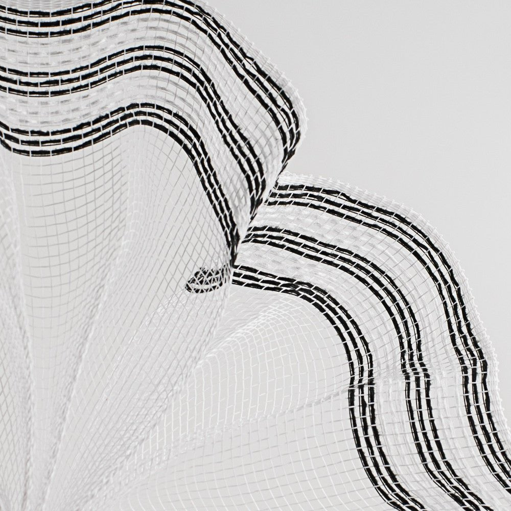 Shop For 10" Border Stripe Faux Jute Mesh Ribbon: White/Black (10 Yards) at Michelle's aDOORable Creations