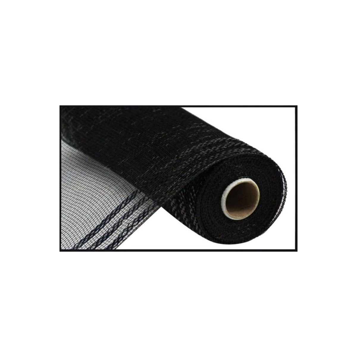 Shop For 10" Border Stripe Metallic Mesh Ribbon: Black (10 Yards)