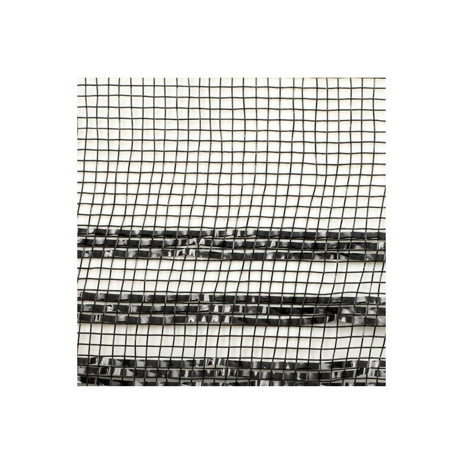 10" Border Stripe Metallic Mesh Ribbon: Black (10 Yards)