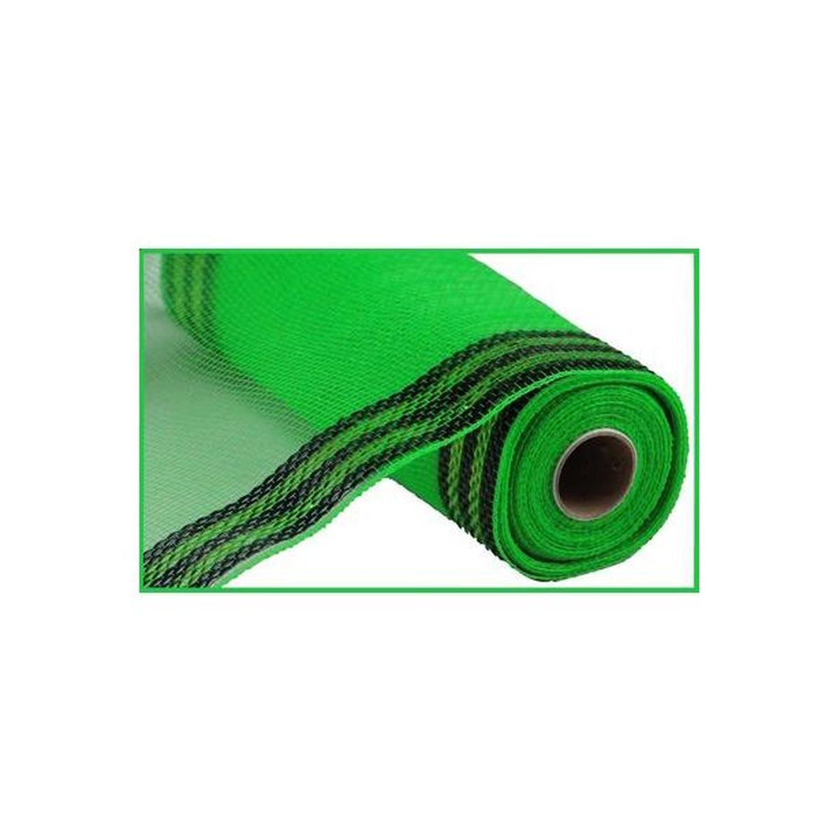 Shop For 10" Border Stripe Metallic Mesh Ribbon: Lime/Black (10 Yards) at Michelle's aDOORable Creations