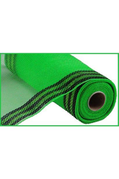 Shop For 10" Border Stripe Metallic Mesh Ribbon: Lime/Black (10 Yards) at Michelle's aDOORable Creations