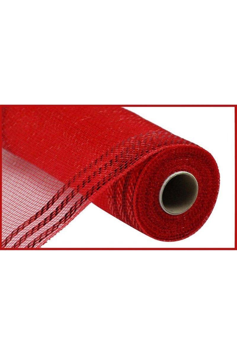 Shop For 10" Border Stripe Metallic Mesh Ribbon: Red (10 Yards) at Michelle's aDOORable Creations